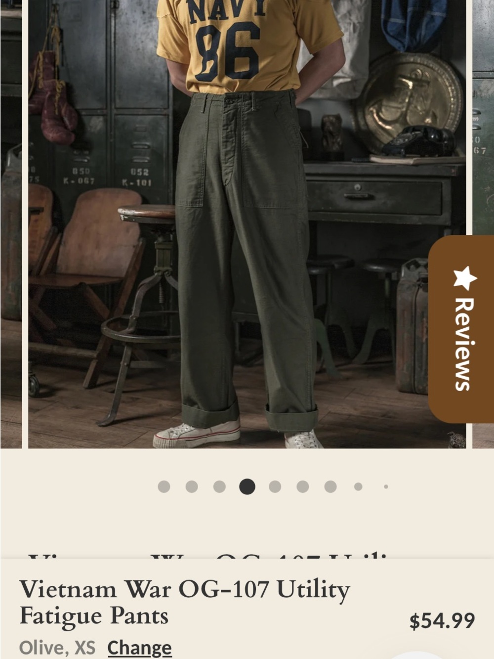 OG-107 Style Utility Cargo Pants - Olive - Picture 4 of 7